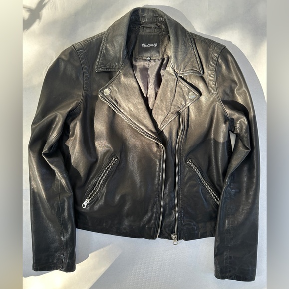 Madewell Black Washed Genuine Leather Jacket - Picture 14 of 16
